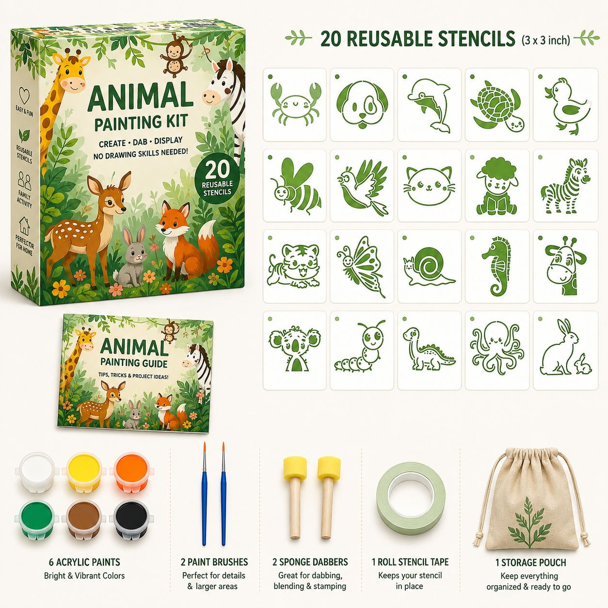 🎨 Reusable Stencil Painting Kit | Girls’ Night DIY Craft Kit