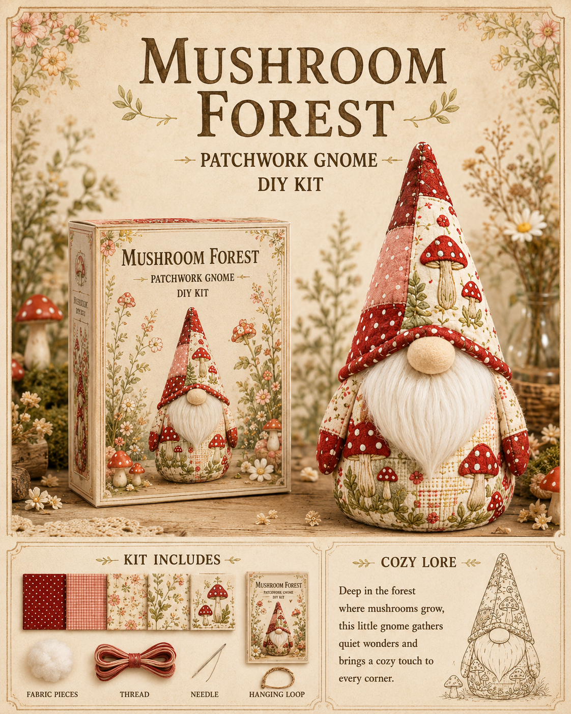 🧵 Cozy Gnome Stitch Kit｜🔥 Today Only 🔥 Buy 3, Get 1 FREE