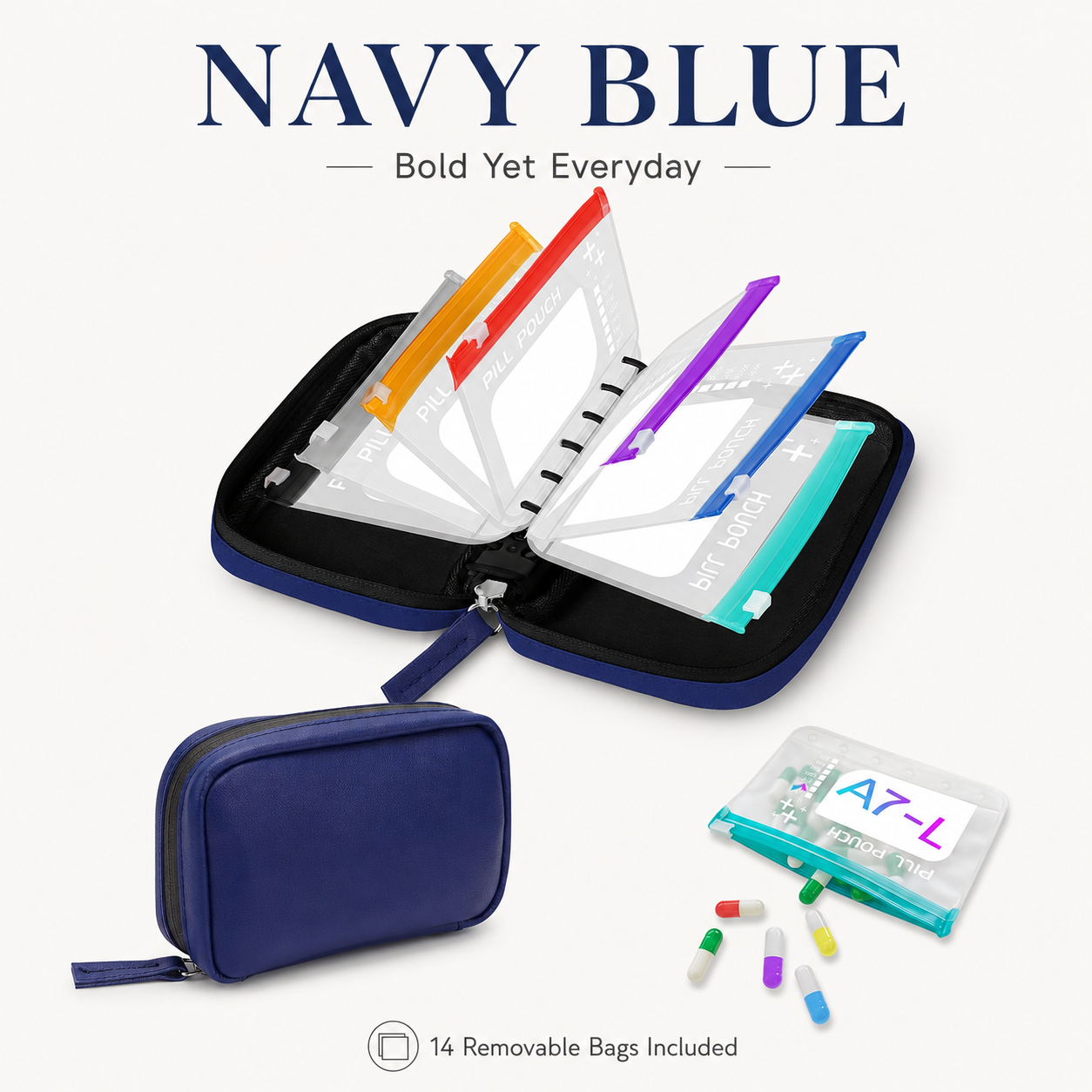 💊 Waterproof Travel Pill Organizer Pouch | 14 Bags For 7–14 Days