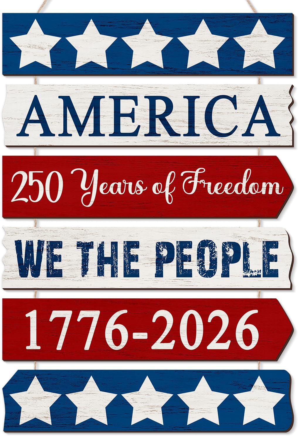 250 Years of Freedom Patriotic Door Sign Rustic Wooden Hanging Decor for Front Door, Porch & 2026 Celebration