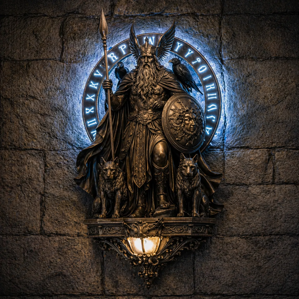⚡ Odin Wall Lamp – The Allfather’s Watchful Light 🛡️🦅