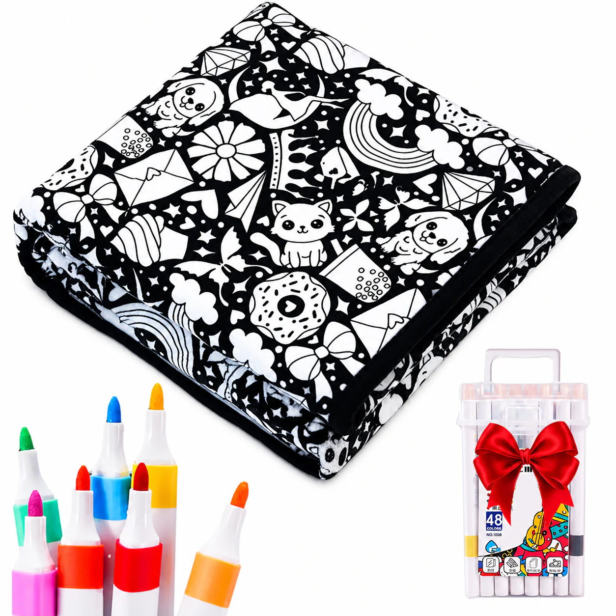 🎨 Color Your Own Cozy Blanket – Soft DIY Coloring Throw with Fabric Markers