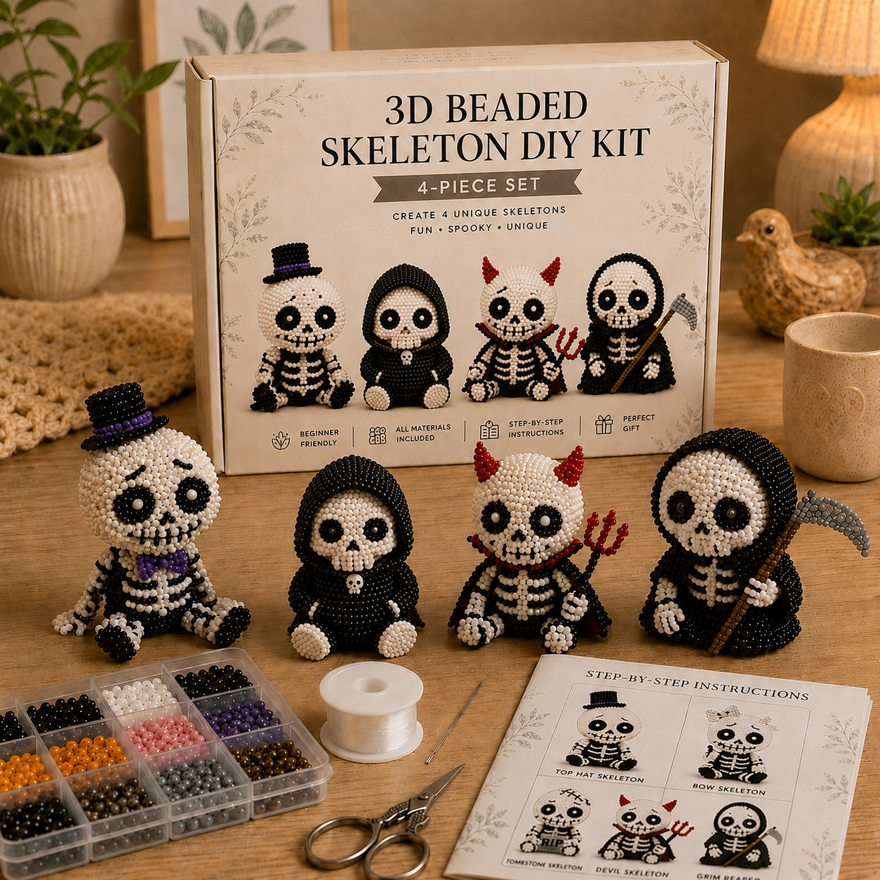 💀 3D Beaded Skeleton DIY Kit