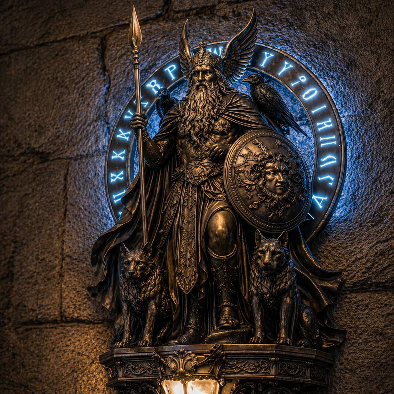 ⚡ Odin Wall Lamp – The Allfather’s Watchful Light 🛡️🦅