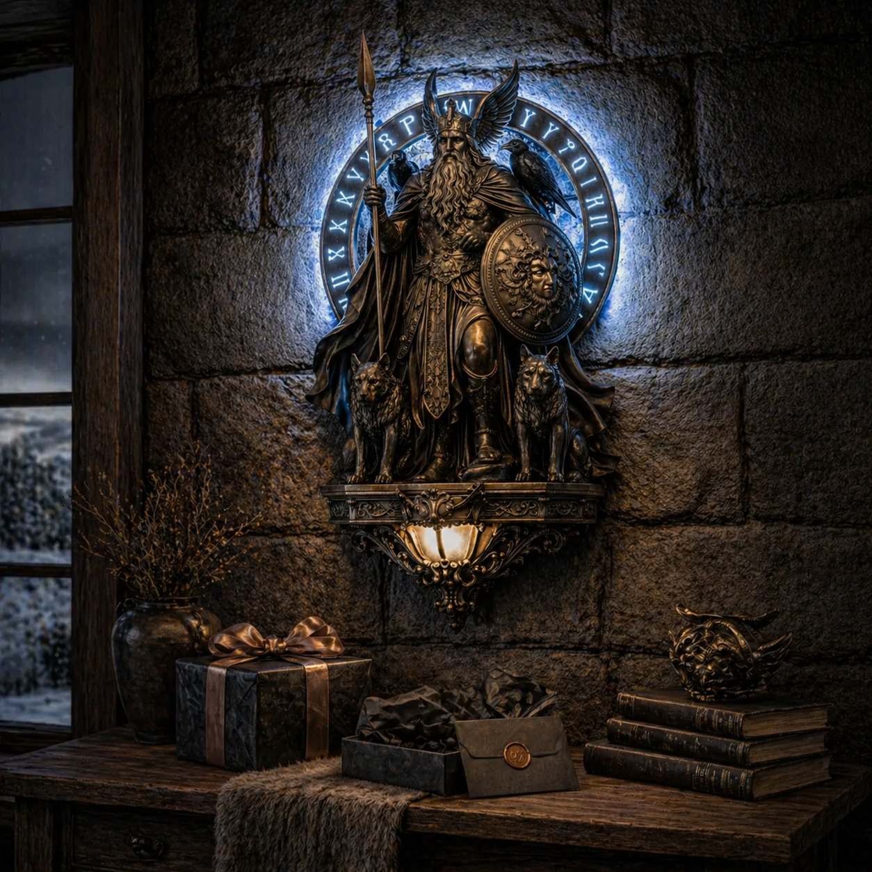 ⚡ Odin Wall Lamp – The Allfather’s Watchful Light 🛡️🦅