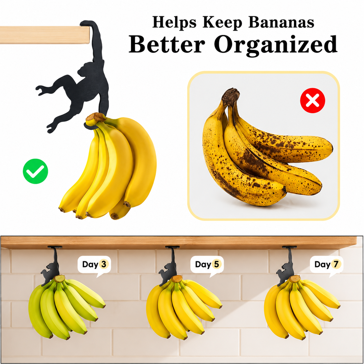 Hanging Monkey Banana Holder Hooks –Funny Kitchen Organizer