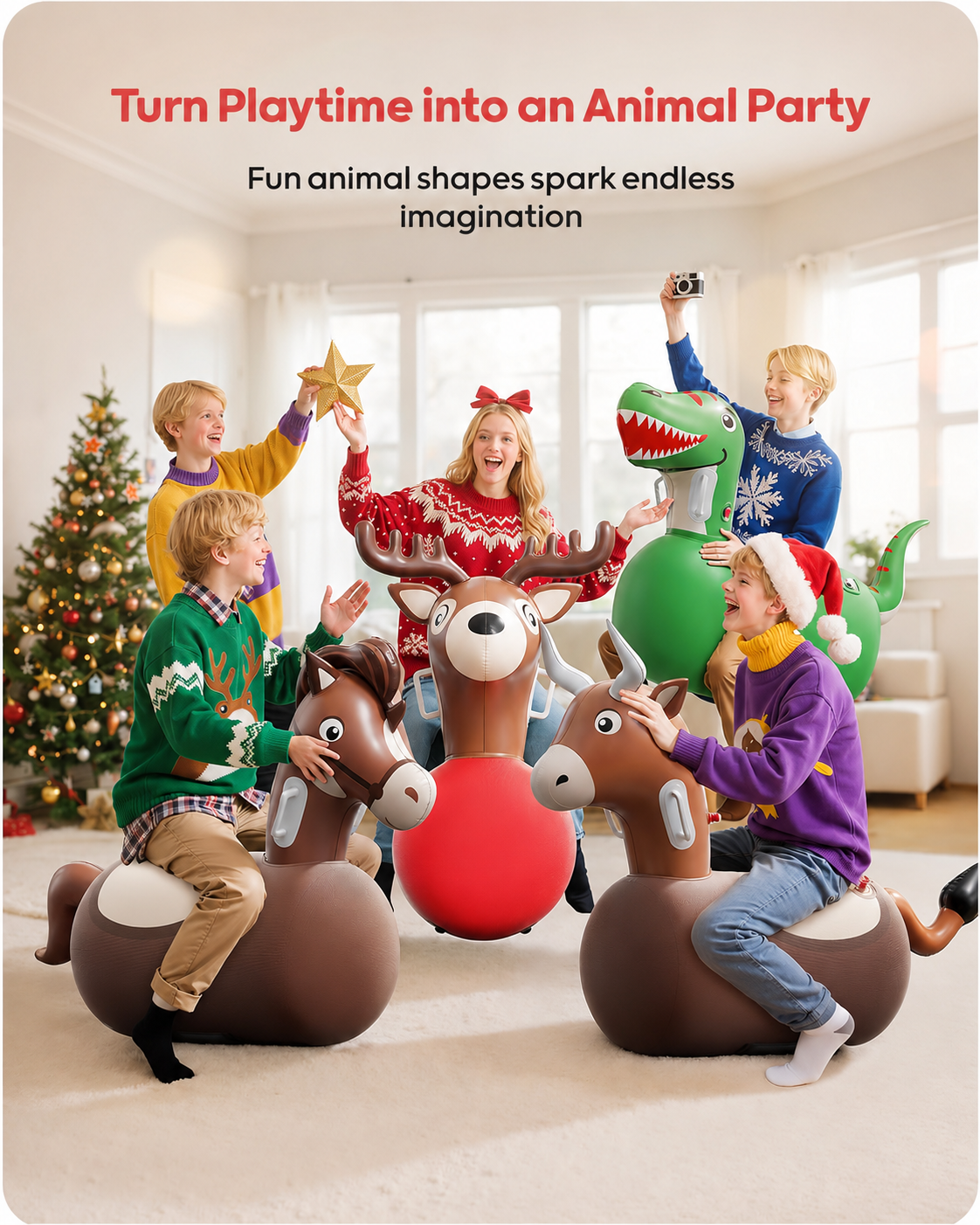 🔥LAST DAY 59% OFF🔥Inflatable Bouncy Horse Ride-On Toy for Kids 🐴