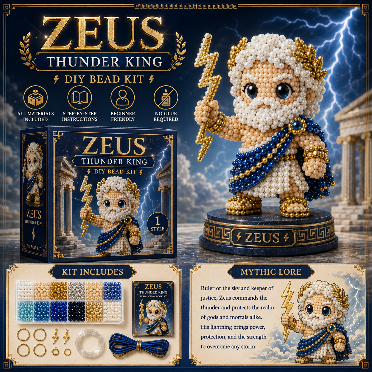 Greek Mythic Guardians DIY Bead Kit – Chibi Mythology Collectible Series