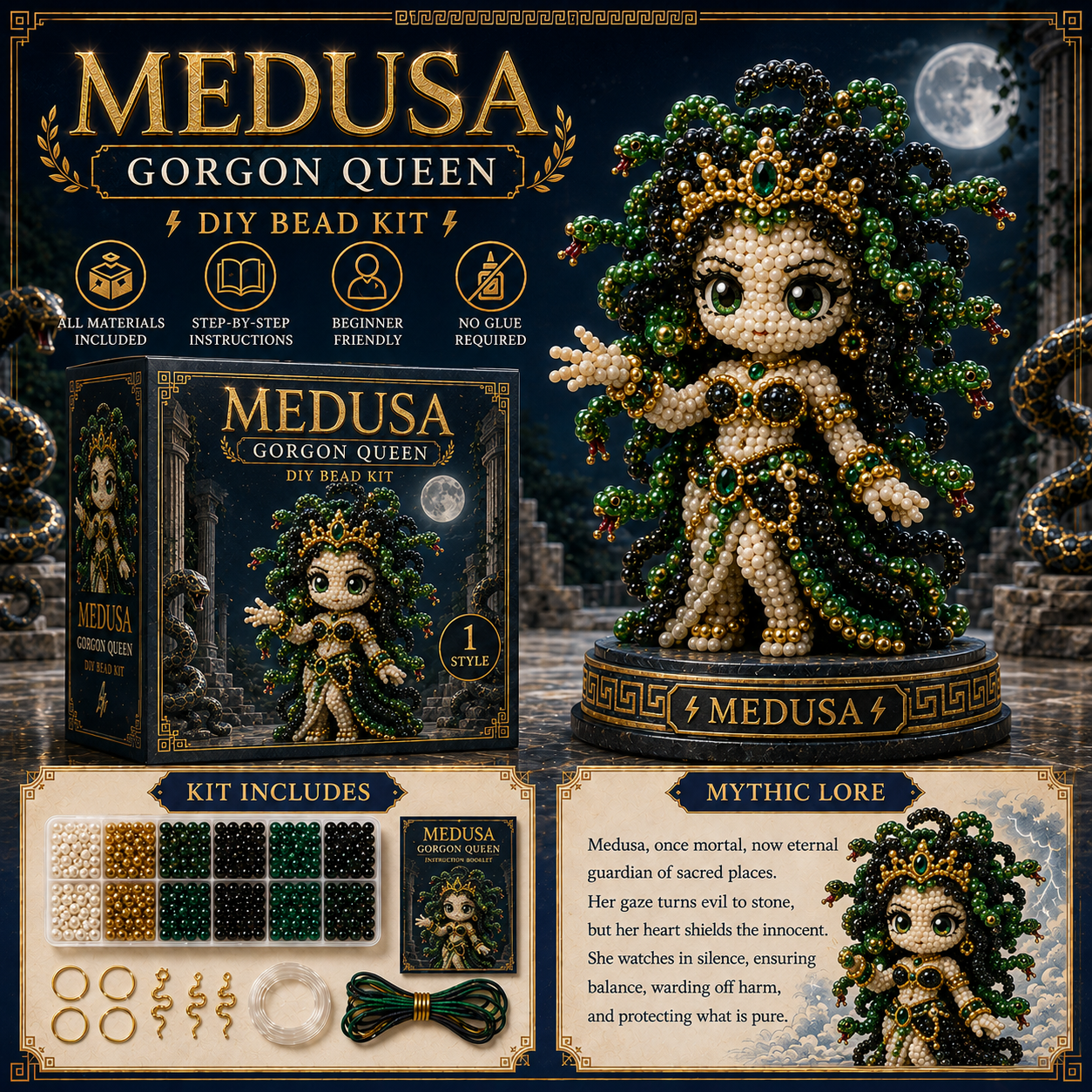 Greek Mythic Guardians DIY Bead Kit – Chibi Mythology Collectible Series