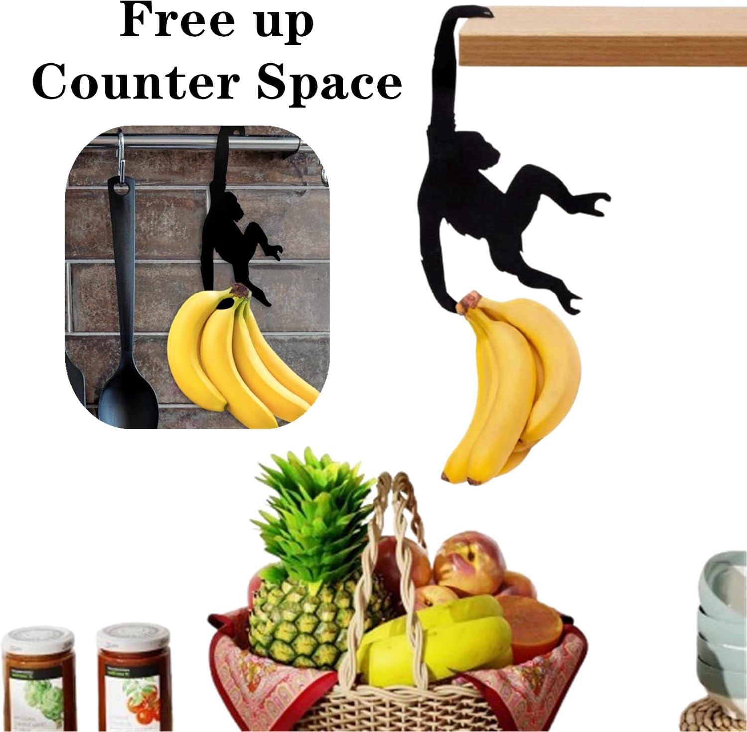 Hanging Monkey Banana Holder Hooks –Funny Kitchen Organizer