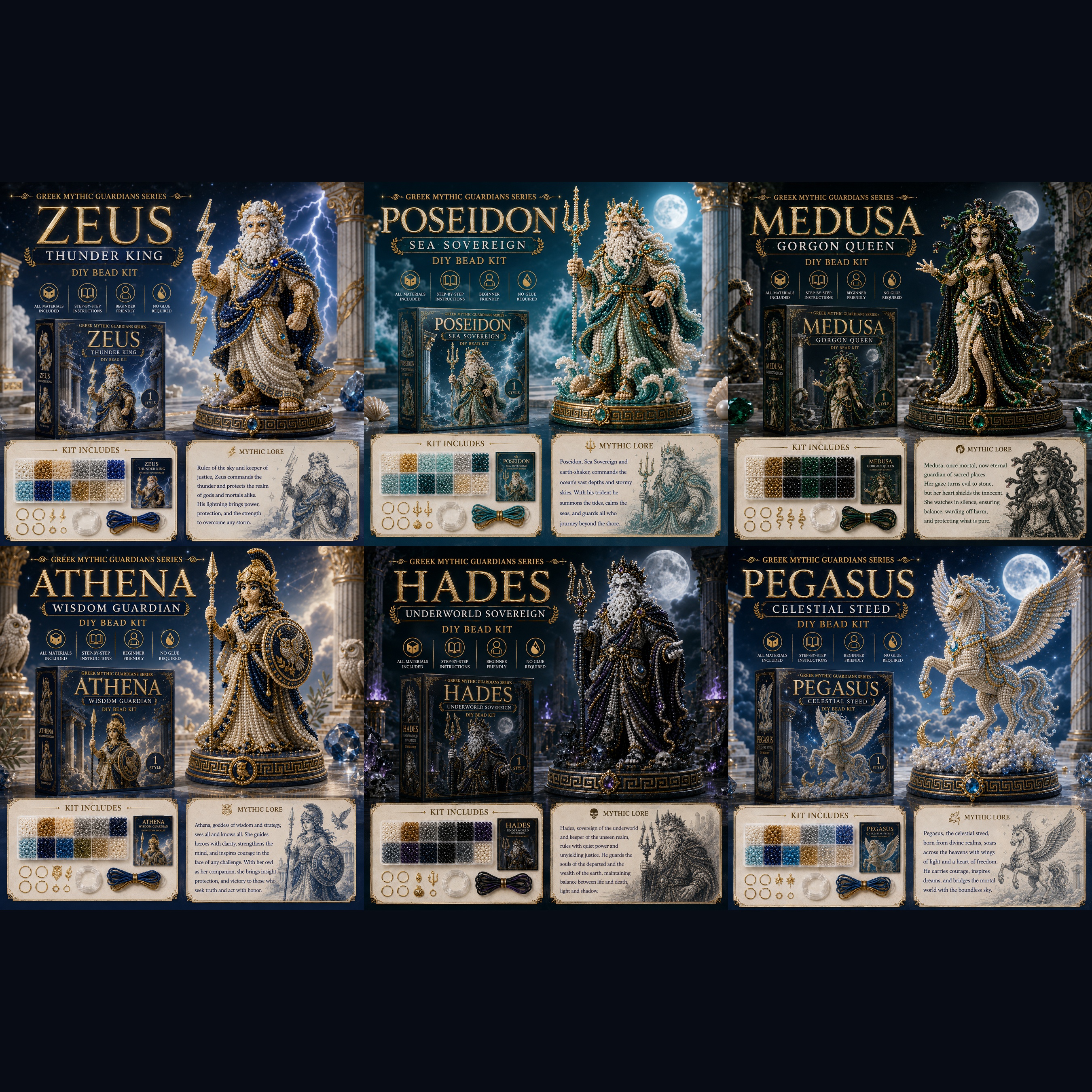 Greek Mythic Guardians DIY Bead Kit – Chibi Mythology Collectible Series