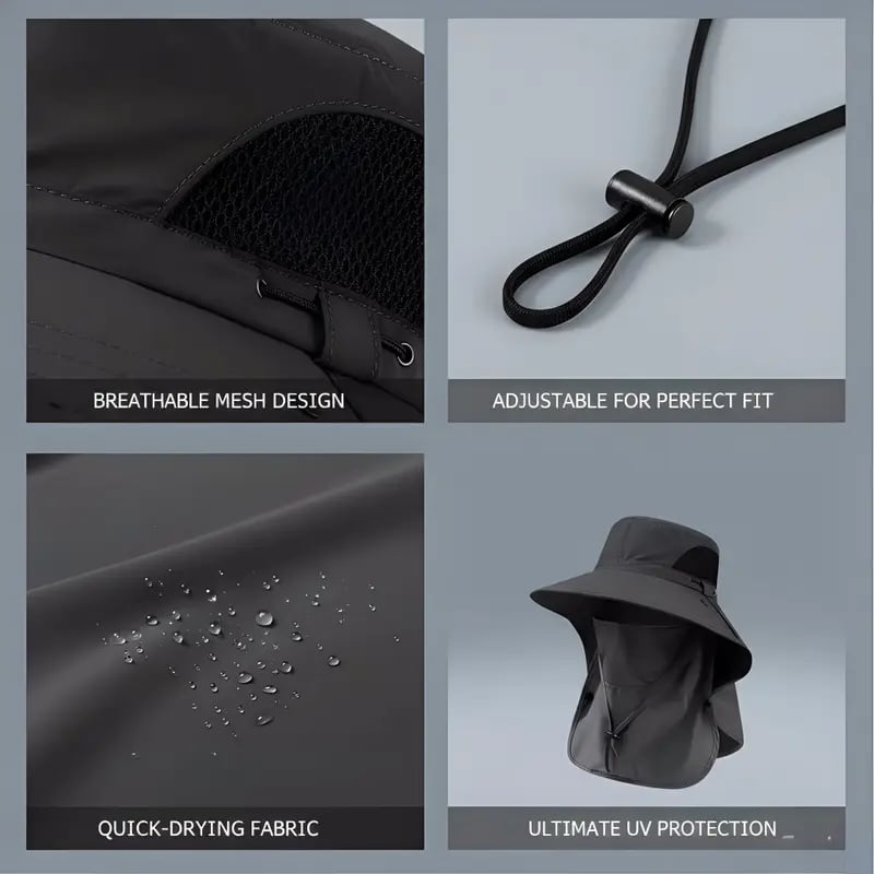 ☀️ 360° Sun Protection Hat – Detachable Face & Neck Cover – Breathable Outdoor Fishing Fisherman Cap 🎣