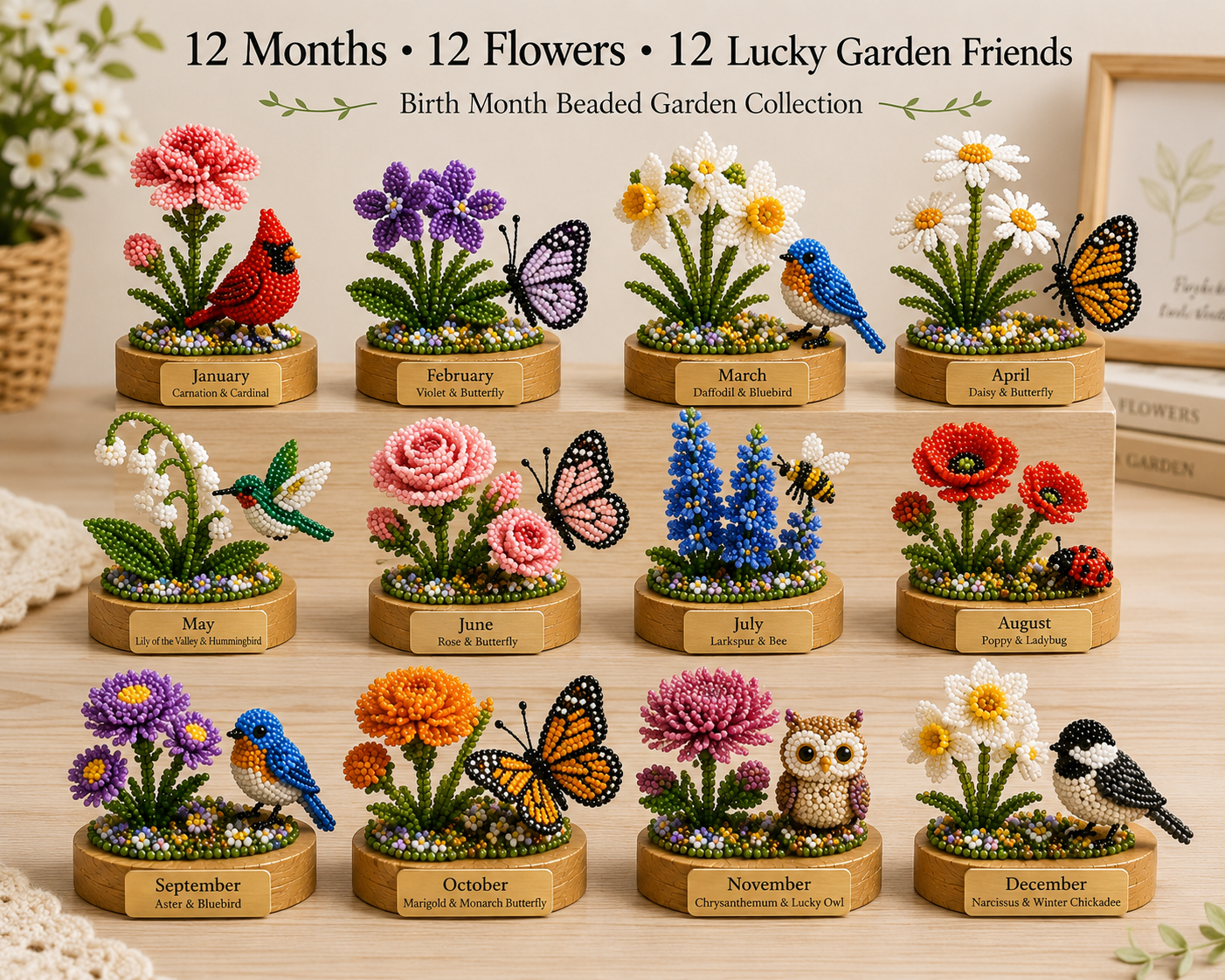 Birth Month Beaded Garden DIY Kit 🌸 Personalized Birthday Craft Gift