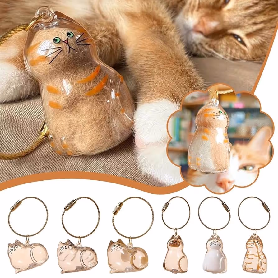 Amazon.com: Cat Hair Memorial Capsule Keychain &ndash; Cat Hair Storage Capsules, Pet  Fur & Whisker Storage Keepsake, Cat Shaped Souvenir Bottle Box for Cat  Lovers, Pet Loss Remembrance Gift for Loss of