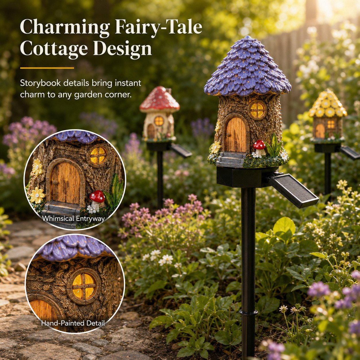 Solar Fairy-Tale Mushroom Cottage Garden Light