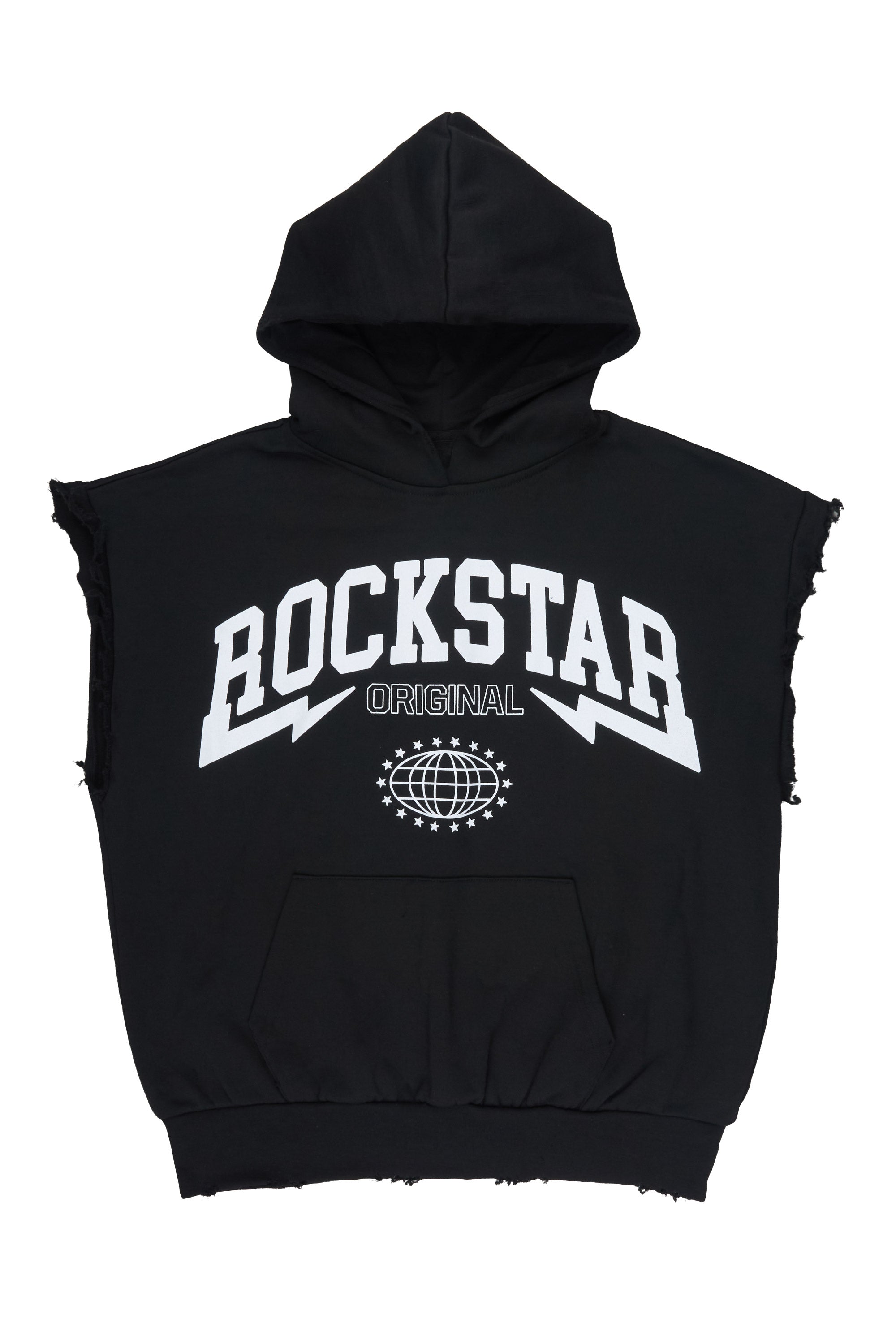 Stori Black/White Cut Sleeve Hoodie