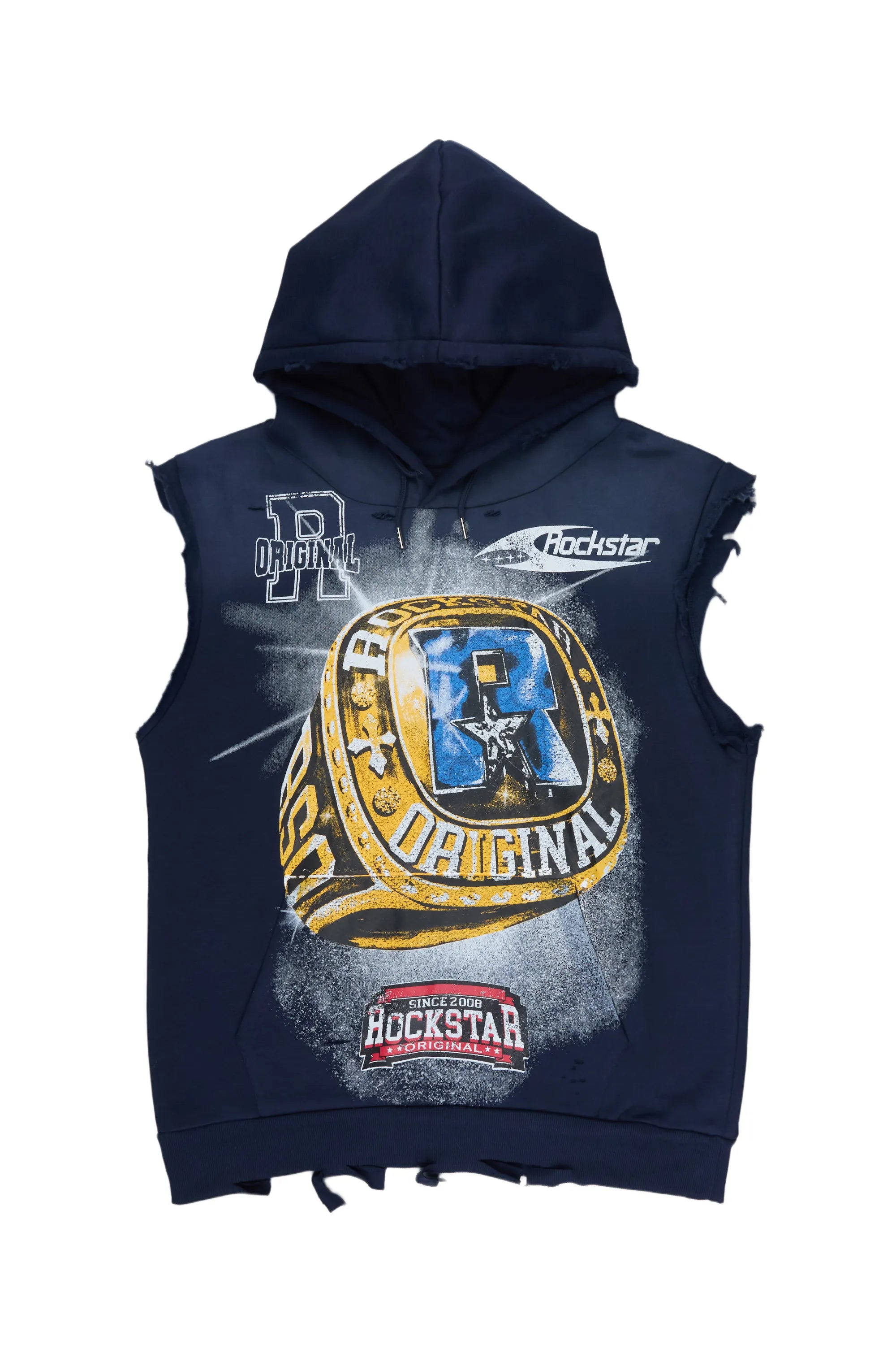 Gemchamp Navy Cut Sleeve Hoodie