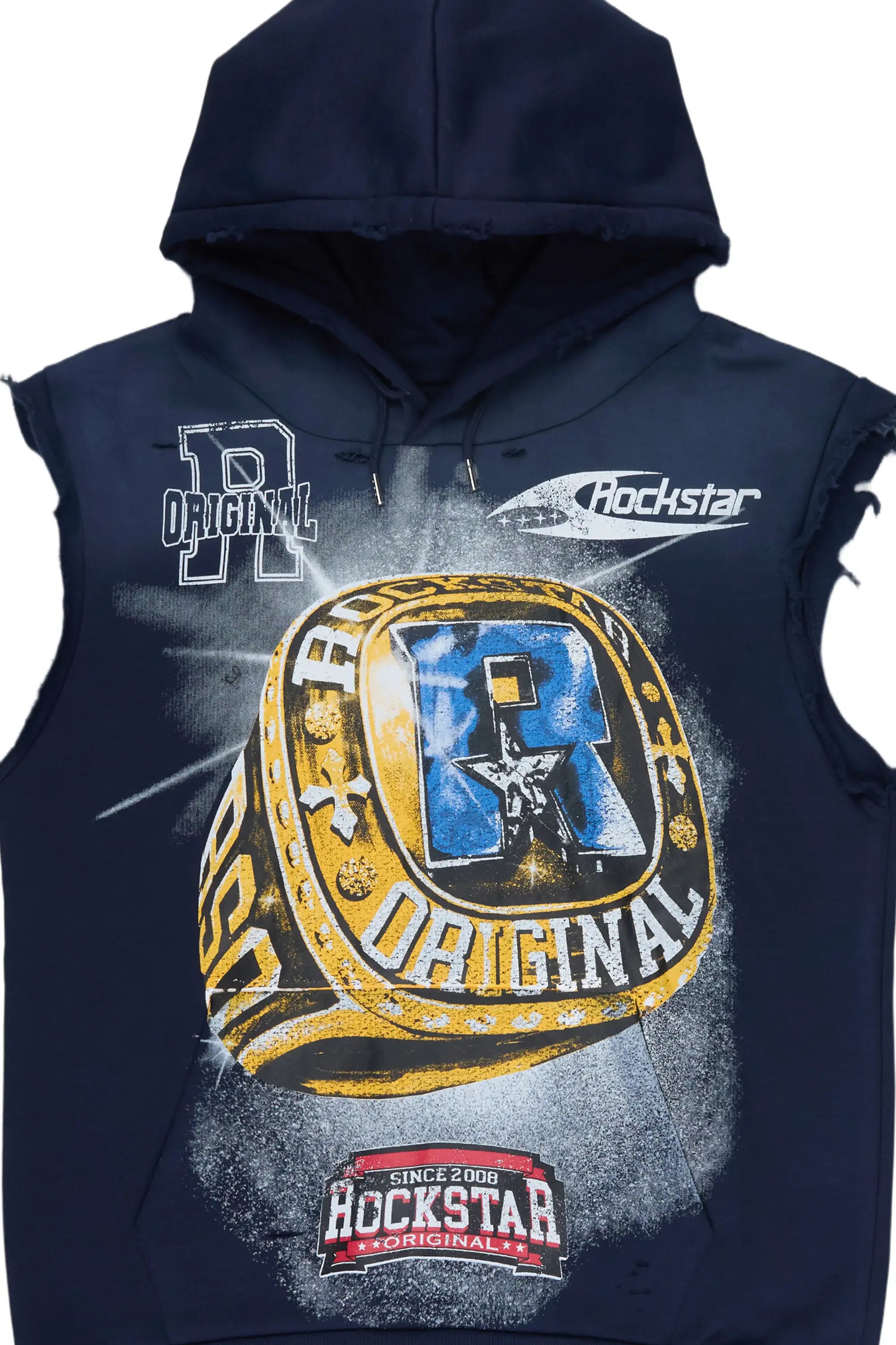 Gemchamp Navy Cut Sleeve Hoodie