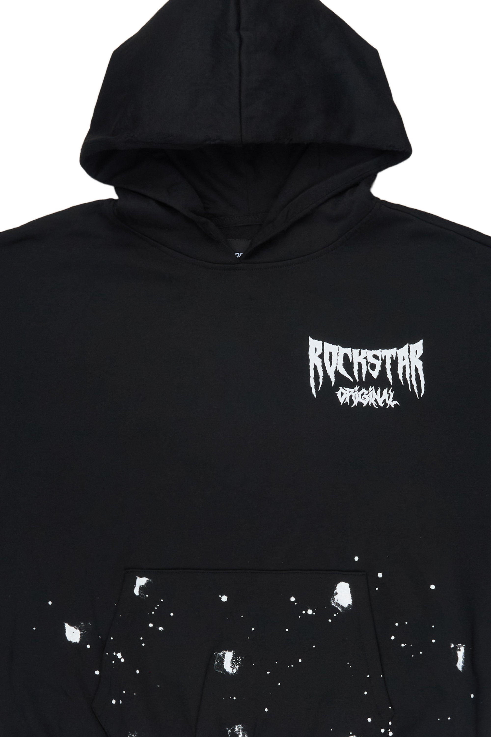 Twinkle Black Painted Cut Sleeve Hoodie