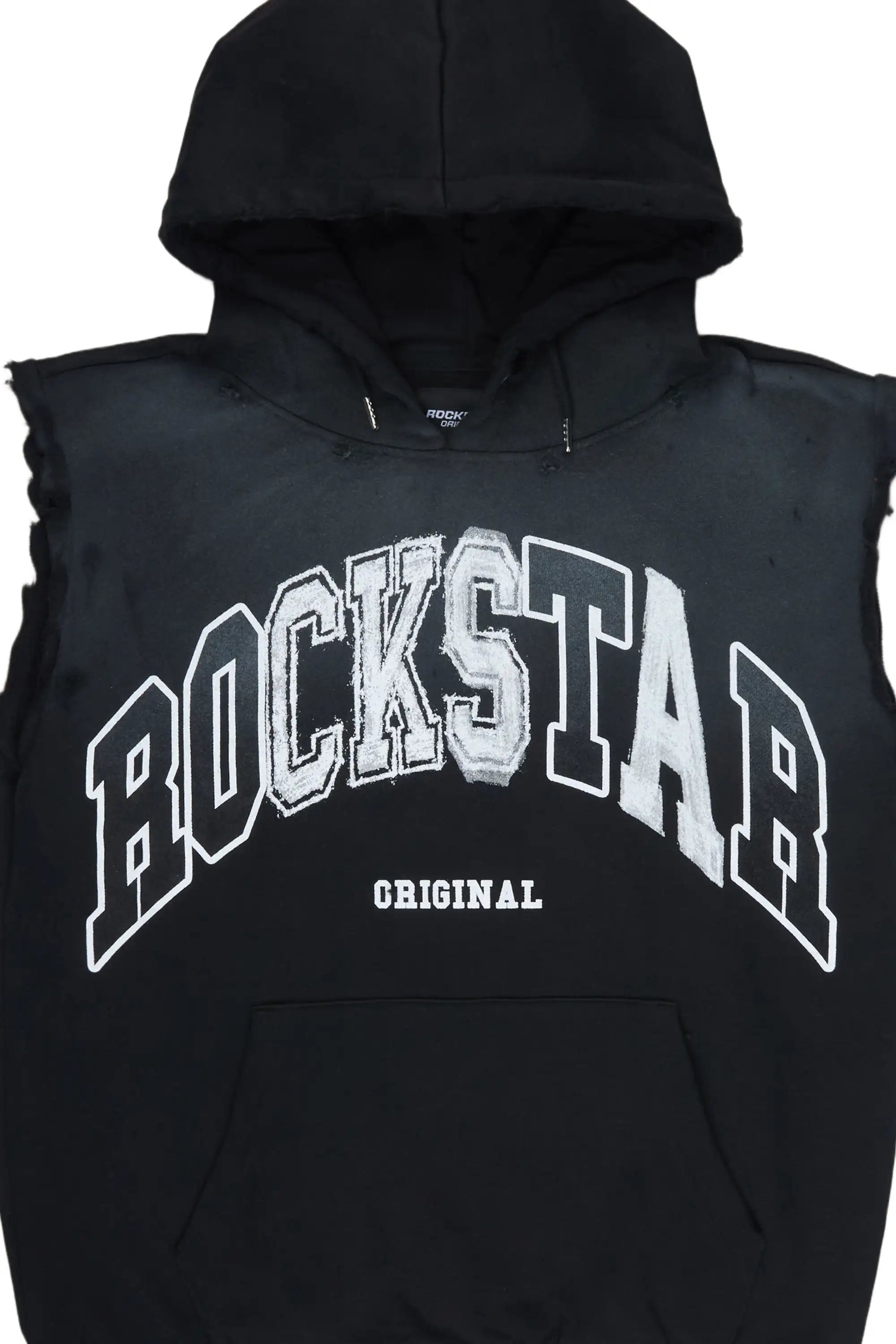 Bodie Black Cut Sleeve Hoodie