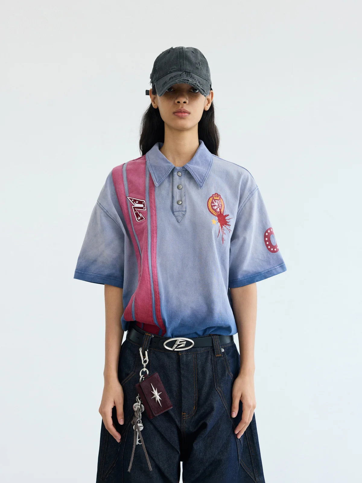 2026New Deconstructed Stripe Vintage Wash Polo