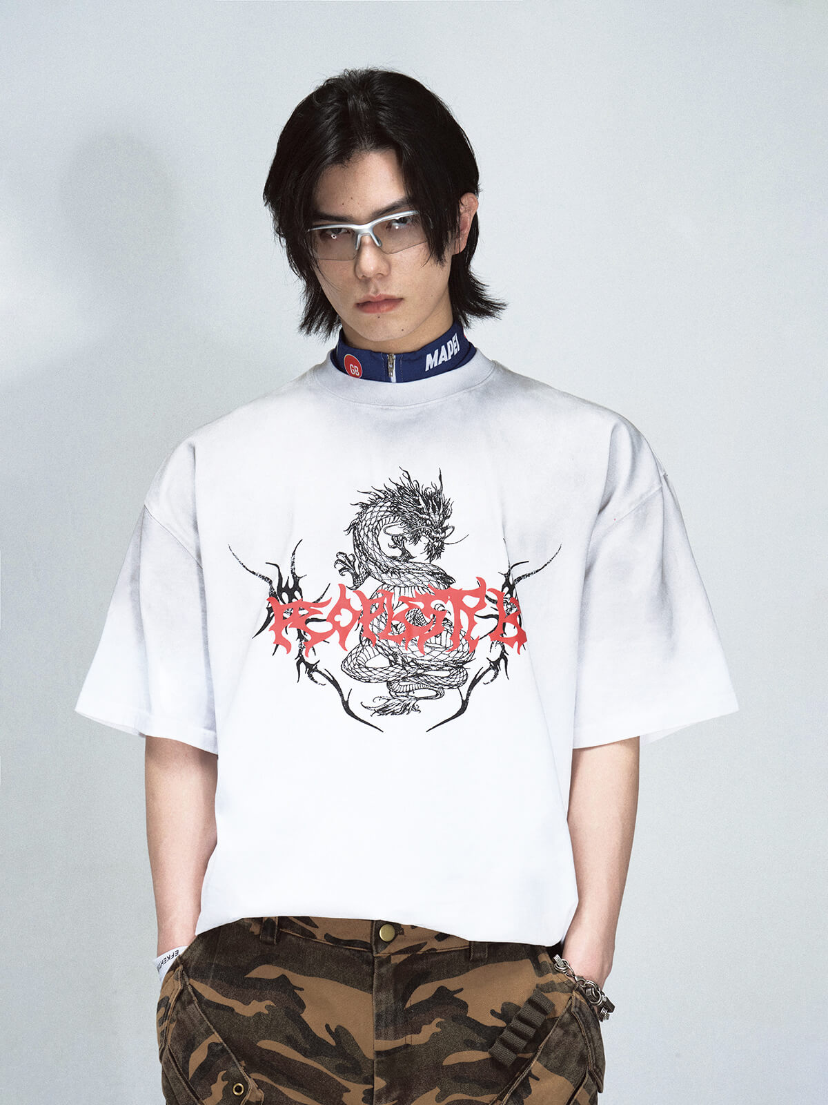 Peoplesense Dragon Print Retro T-Shirt