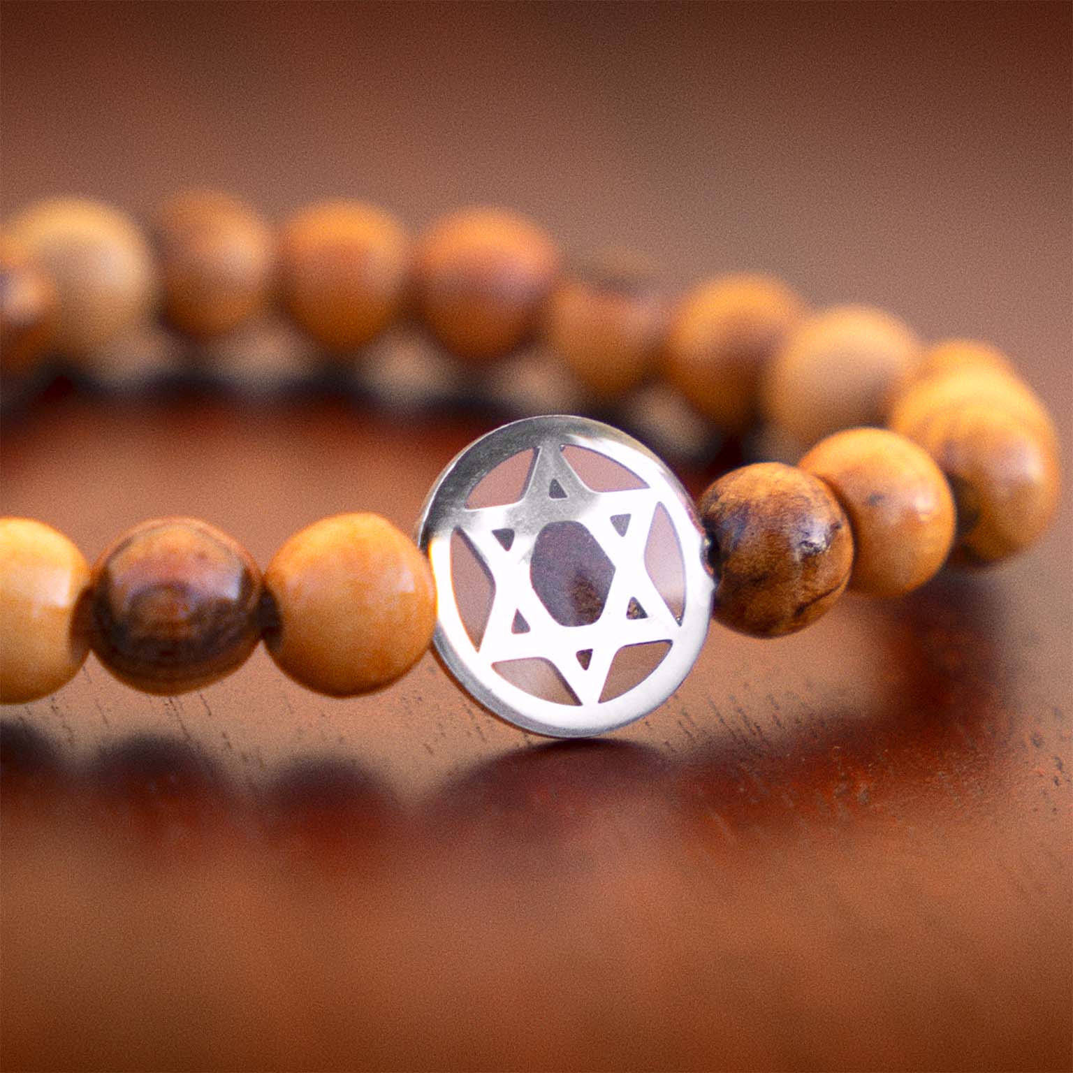 "Grafted In" Star of David Men's Bracelet - Made with Jerusalem Soil and Nazareth Olive Wood