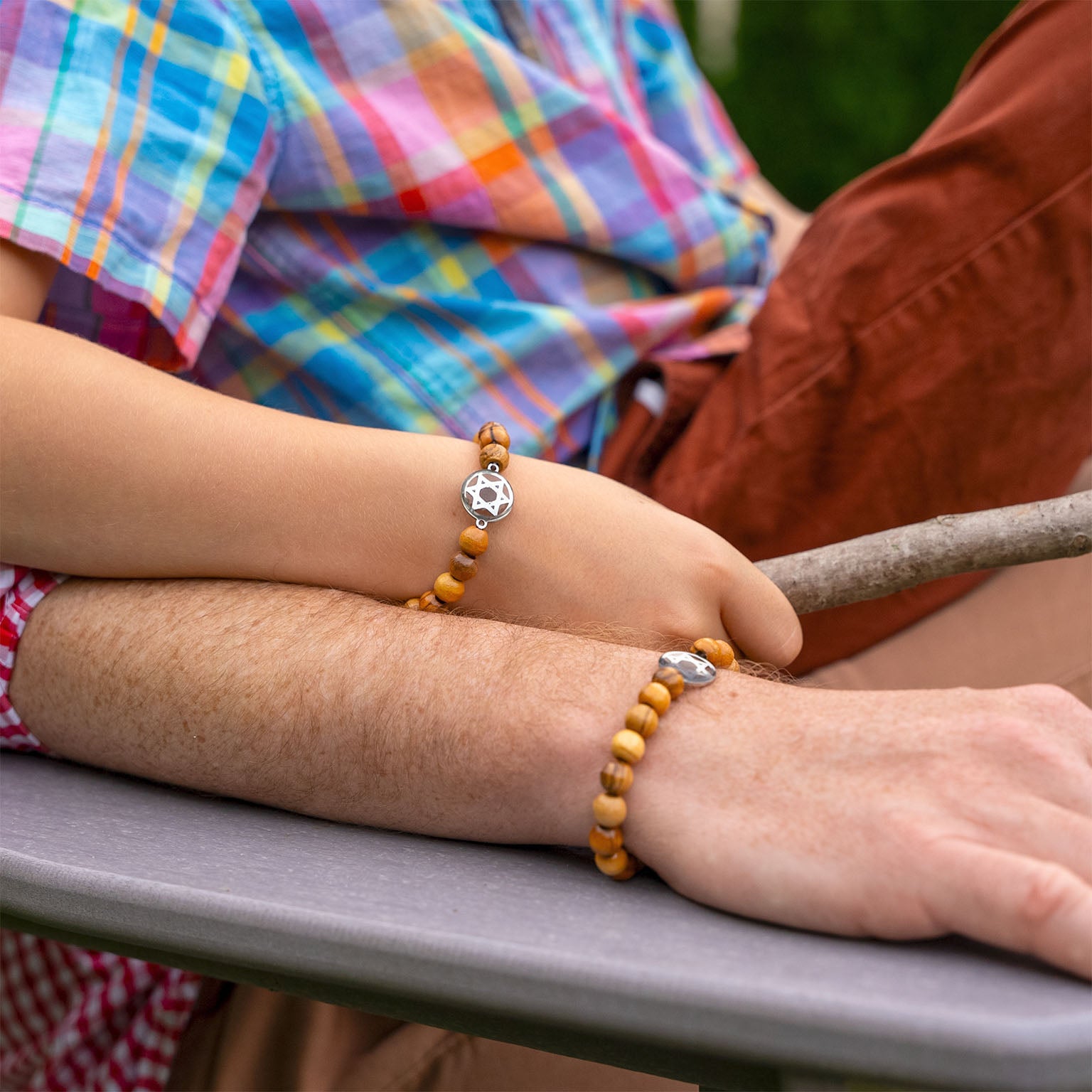 "Grafted In" Star of David Men's Bracelet - Made with Jerusalem Soil and Nazareth Olive Wood