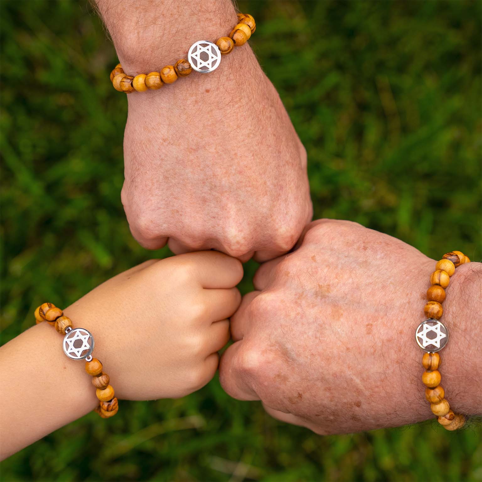 "Grafted In" Star of David Men's Bracelet - Made with Jerusalem Soil and Nazareth Olive Wood