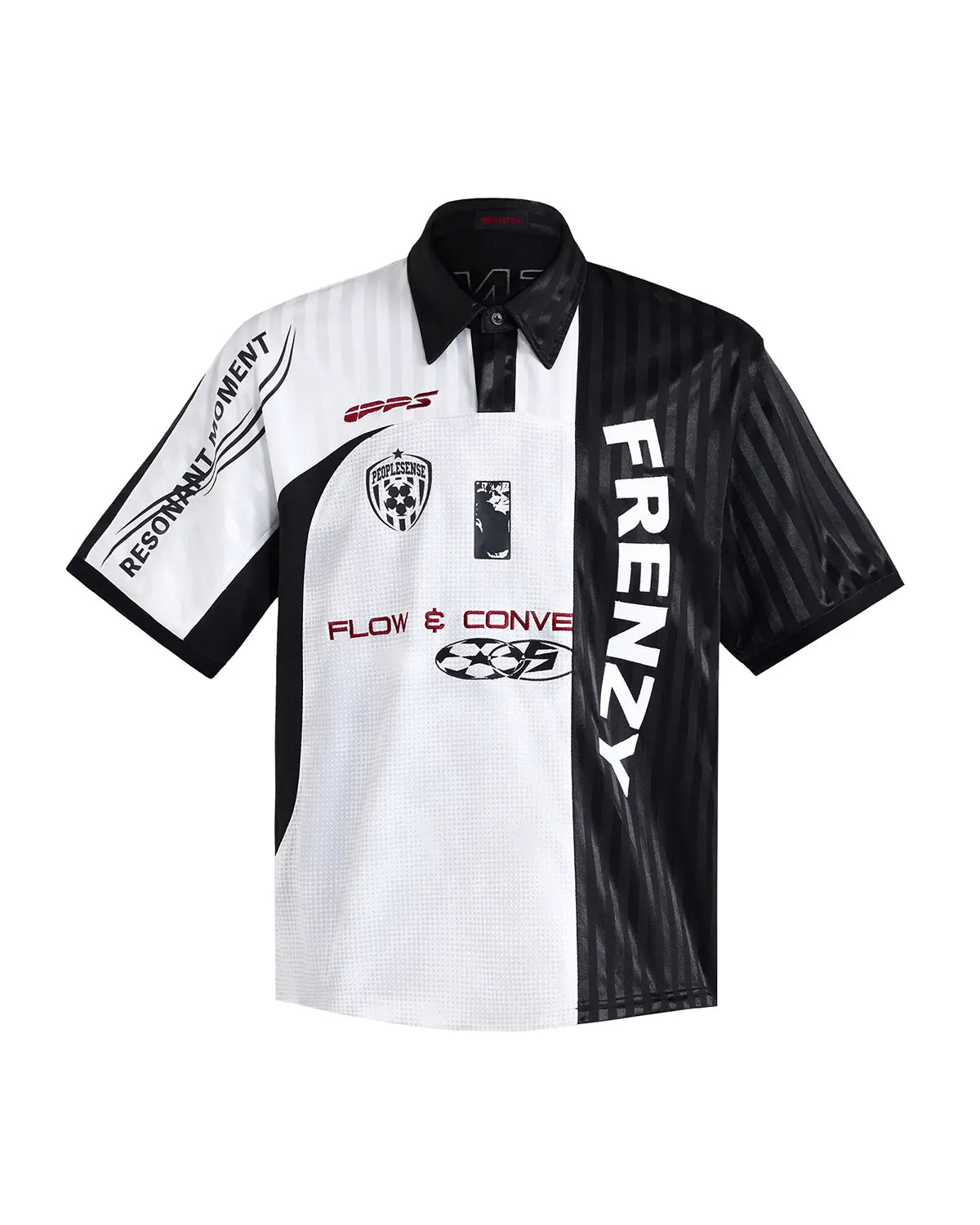 Peoplesense Black White Asymmetric Football Jersey Polo