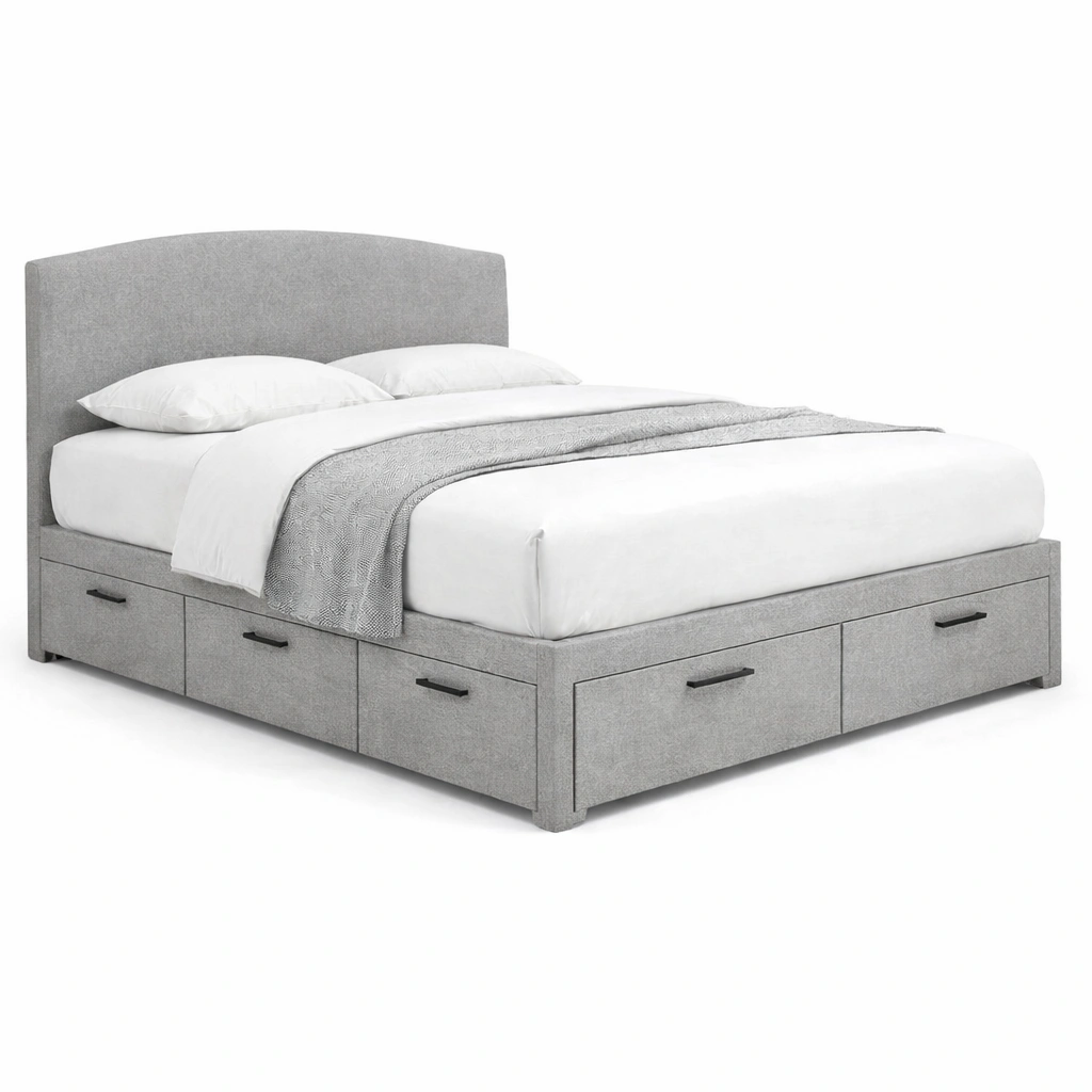 Polsterbett Mit Schubladen Grau Doppelbett Stauraumbett Modern