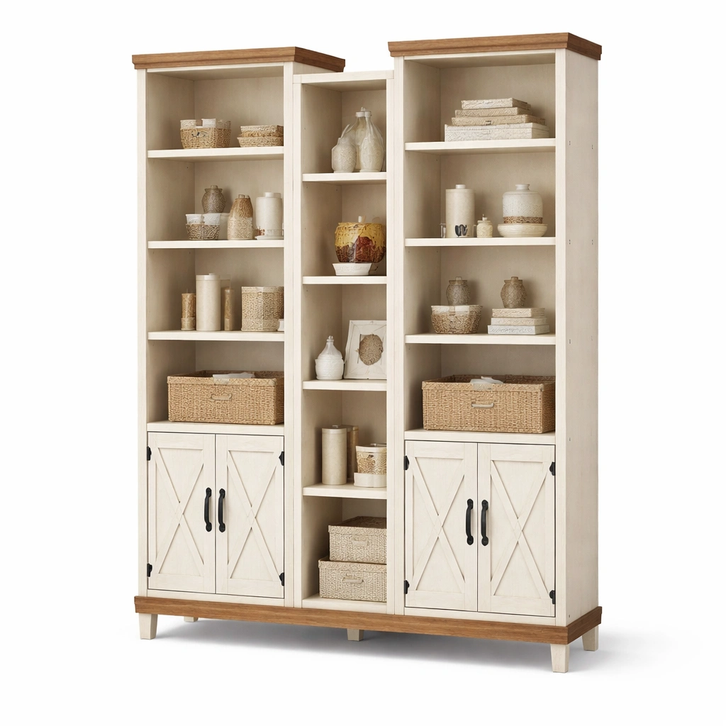 Standregal Mit Tueren Holz Weiss Landhaus Stil Aufbewahrungsschrank