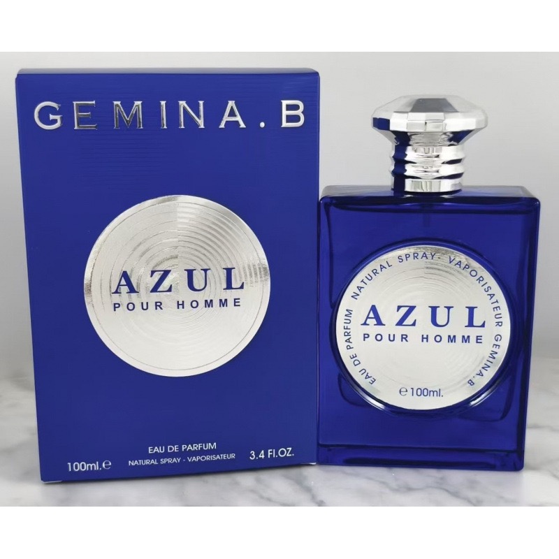 GEMINA.B AZUL POUR HOMME Eau de Parfum for Men, 100ml (3.4 FL.OZ) - Fresh Woody Aromatic Spray