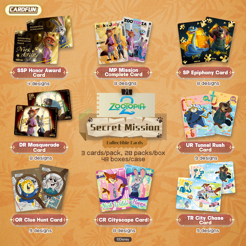Disney/Pixar Zootopia Secret Mission Cards 20 Packs  Official Anime TCG CCG Collectible Card Game Trading Cards Hobby Gifts Toys