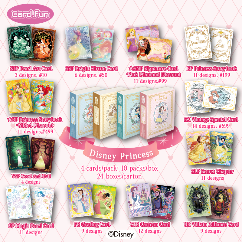 Disney Princess Magic Fairy Tale Collectible Trading Cards 10 Packs Gifts Toys TCG CCG Collections Booster Packs