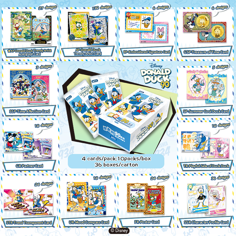 Disney/Pixar Donald Duck 90th Anniversary Official Anime TCG CCG Collectible Card 10 Packs Game Trading Cards Hobby Gifts Toys Booster Packs