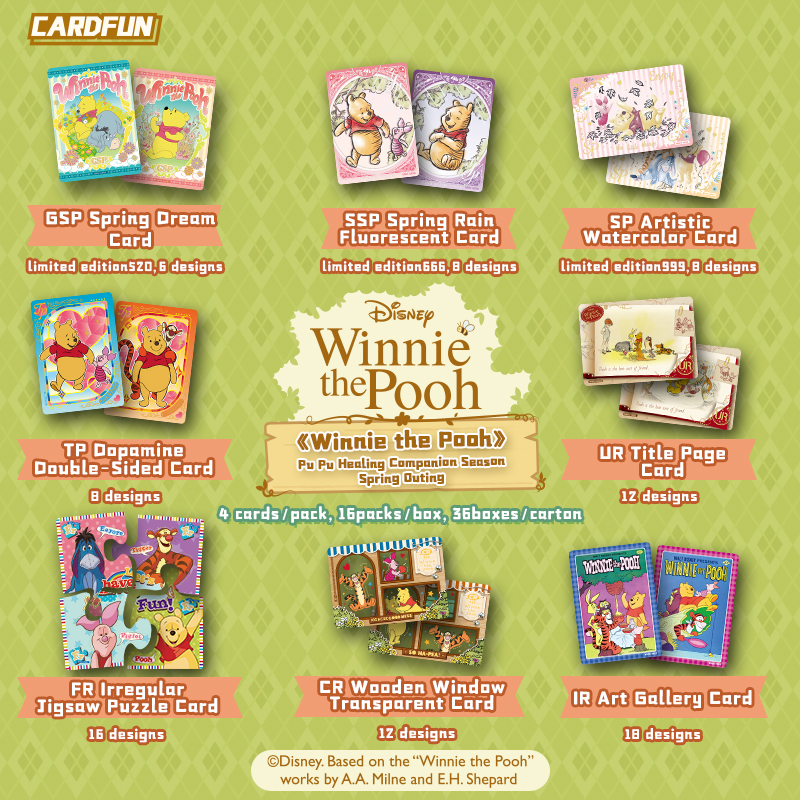 Disney Winnie-the-Pooh 16 Packs Collectible Trading Card Winnie-the-Pooh Official Anime TCG CCG Collectible Card booster packs