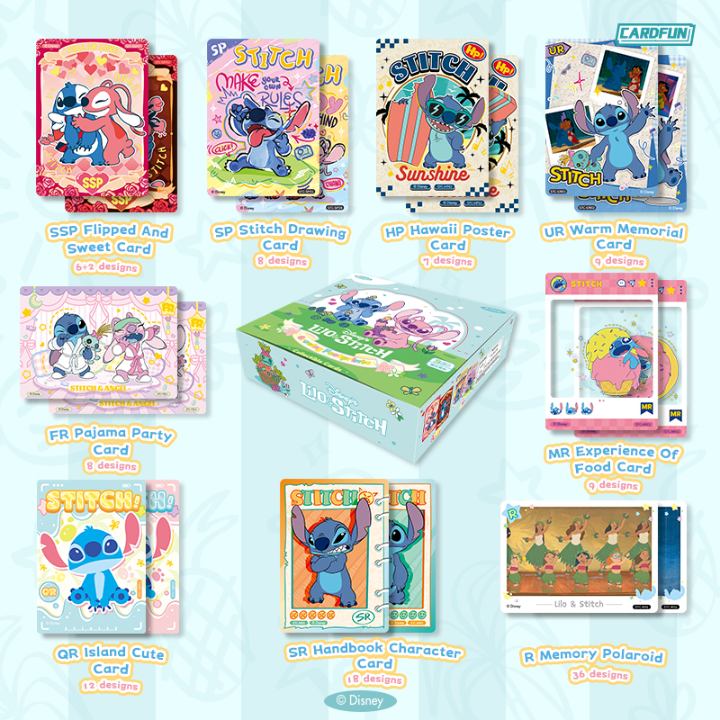 CARDFUN 20 Packs  Disney Lilo Stitch Collectible Card Anime Cards Trading Cards Stitch Game Collection Cards Blind Box Gifts