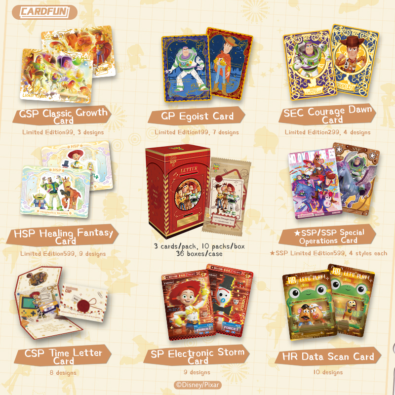 Cardfun Toy Story 5: letters through time Collectible Cards 10 pakcs Time Exhibition TCG CCG Booster Packs