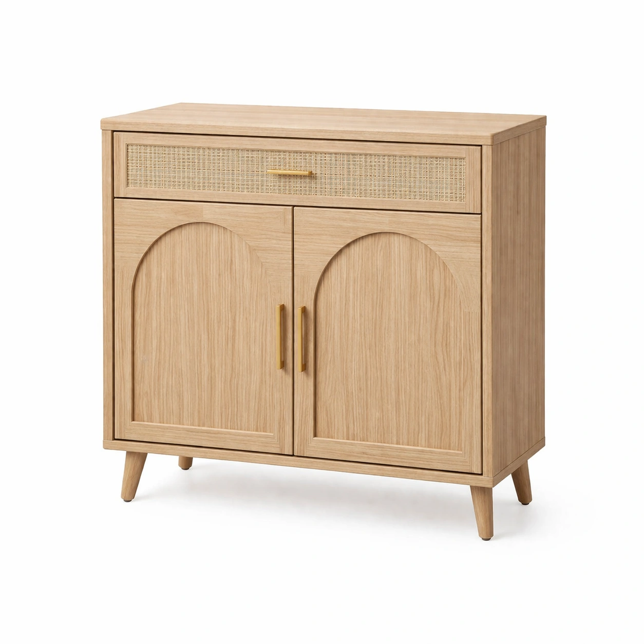 Taquillas bajo madera clara con cajon y puertas arco estilo natural-Zenyxio