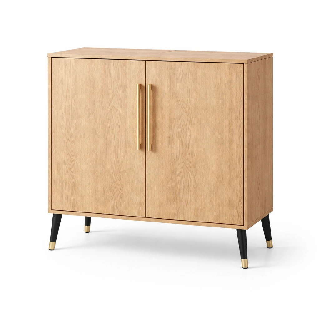 Taquillas bajo madera clara puertas lisas estilo minimalista-Zenyxio