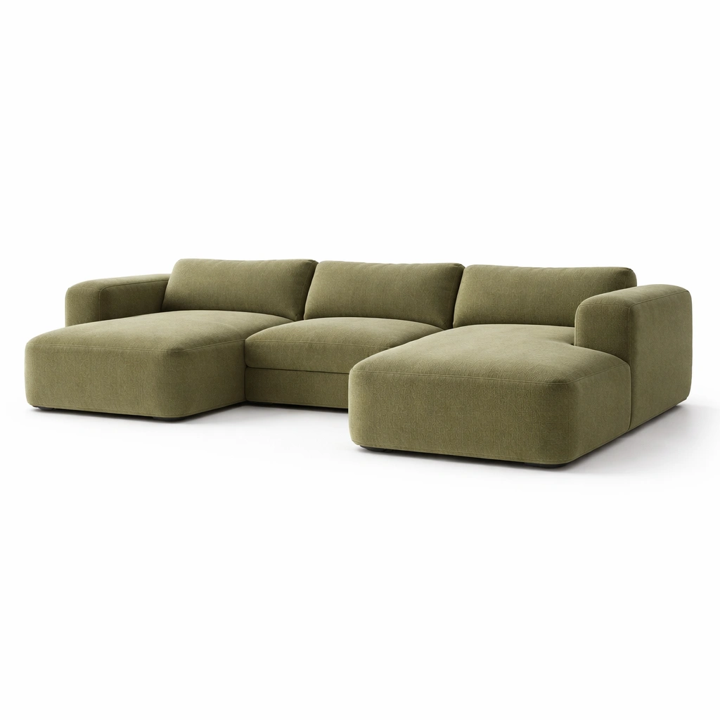 Sofa modular verde tela chaise longue moderno-Zenyxio