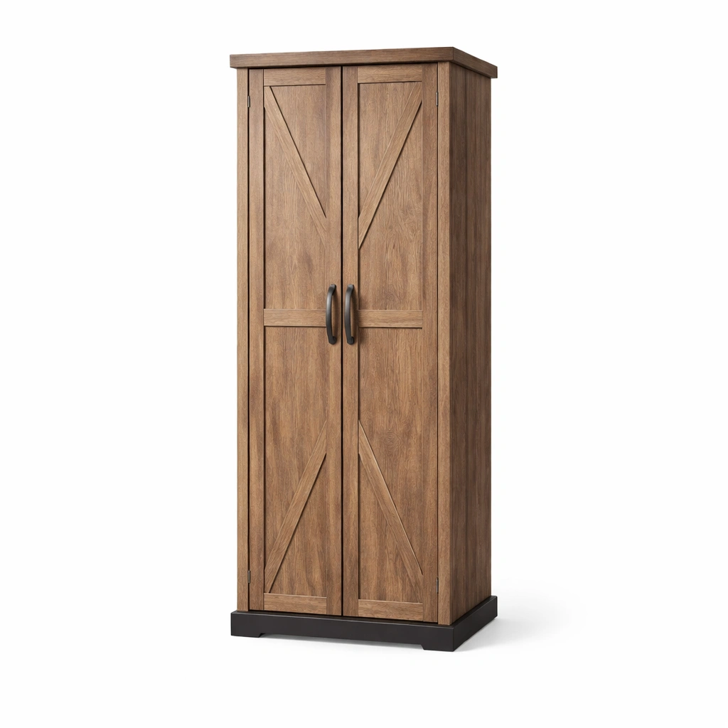 Armario compacto estilo rustico con doble puerta diseno clasico resistente-Zenyxio