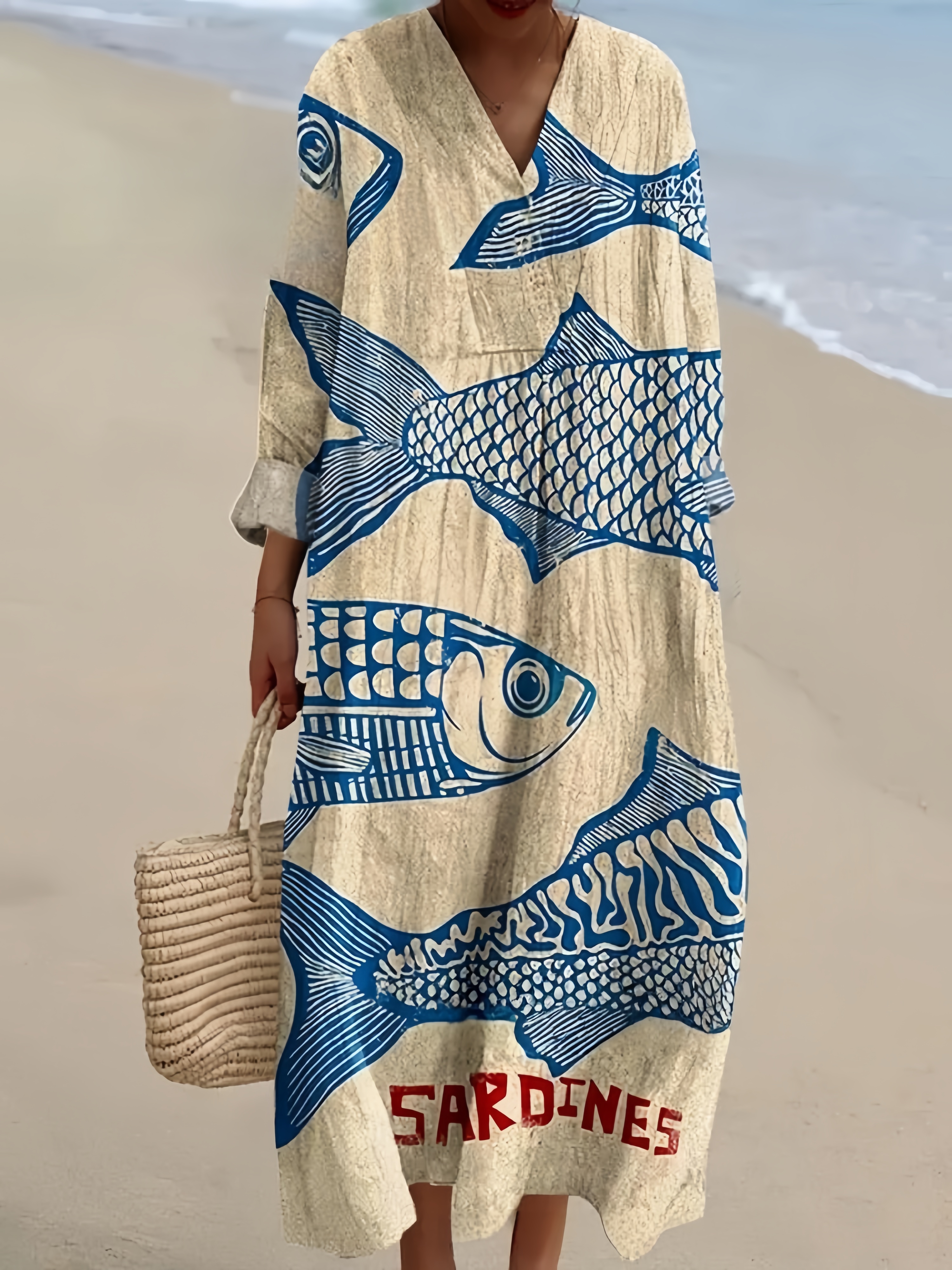 Damen Baumwollkleid mit abstraktem Musterprint