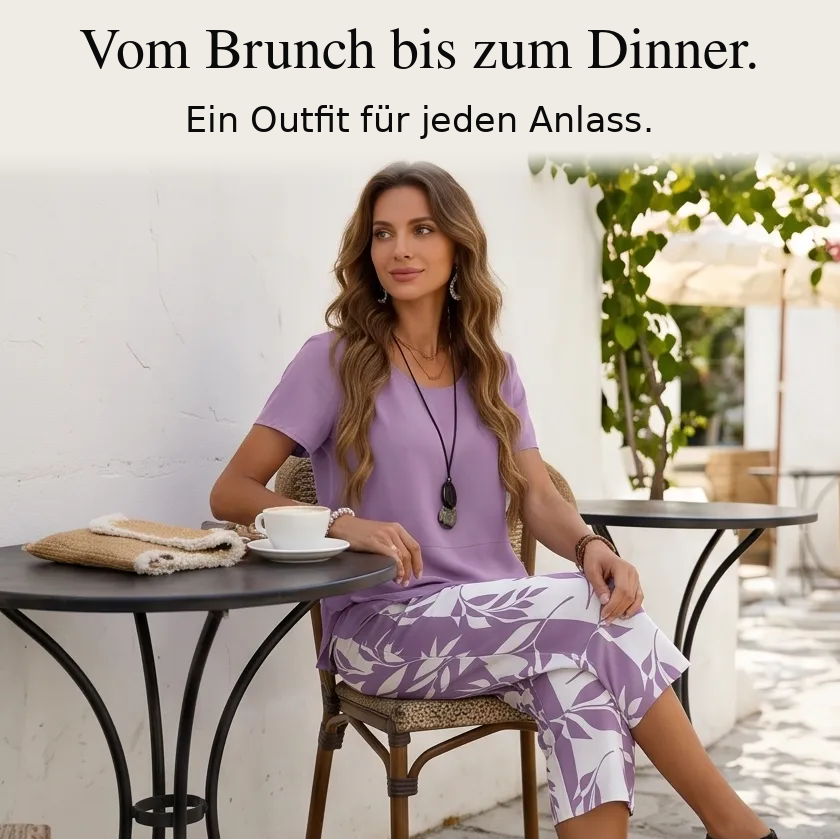 Asymmetrisches Tunika-Set mit weiter Hose