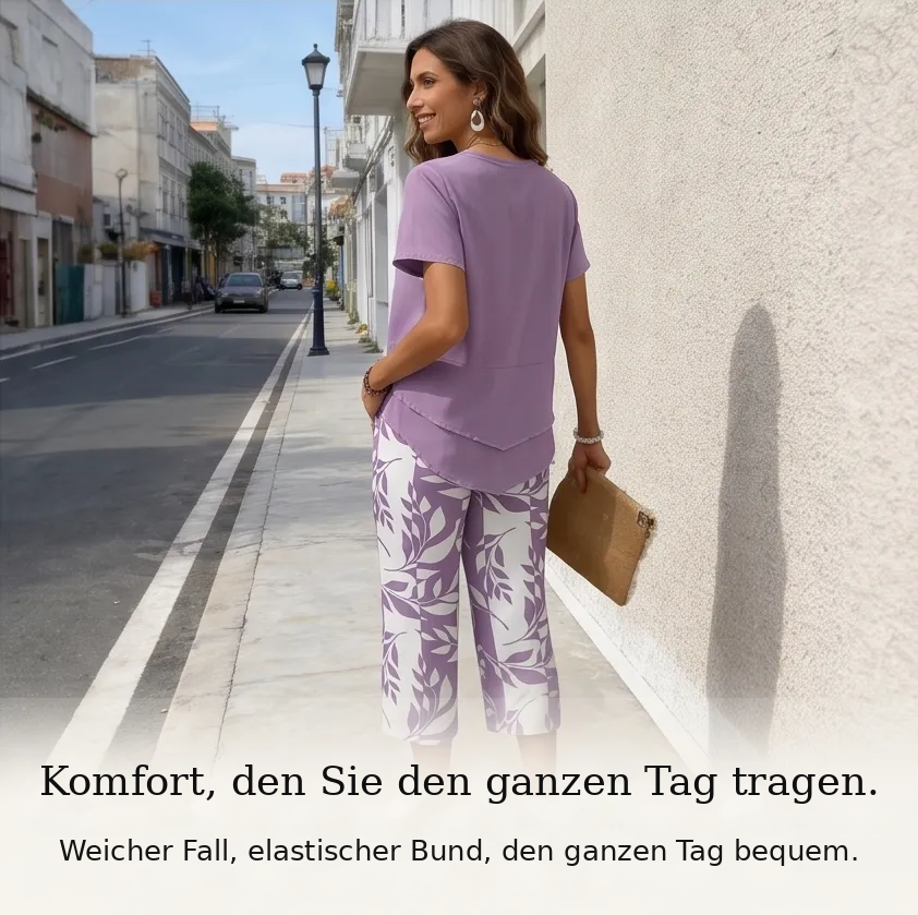 Asymmetrisches Tunika-Set mit weiter Hose