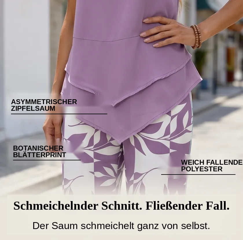 Asymmetrisches Tunika-Set mit weiter Hose