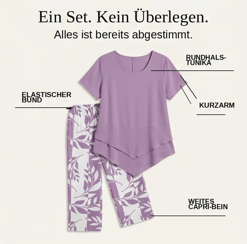 Asymmetrisches Tunika-Set mit weiter Hose