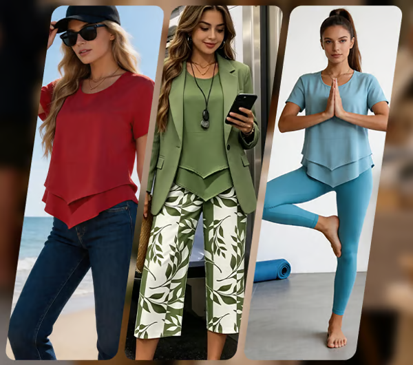 Asymmetric Tunic and Wide Leg Pants Set