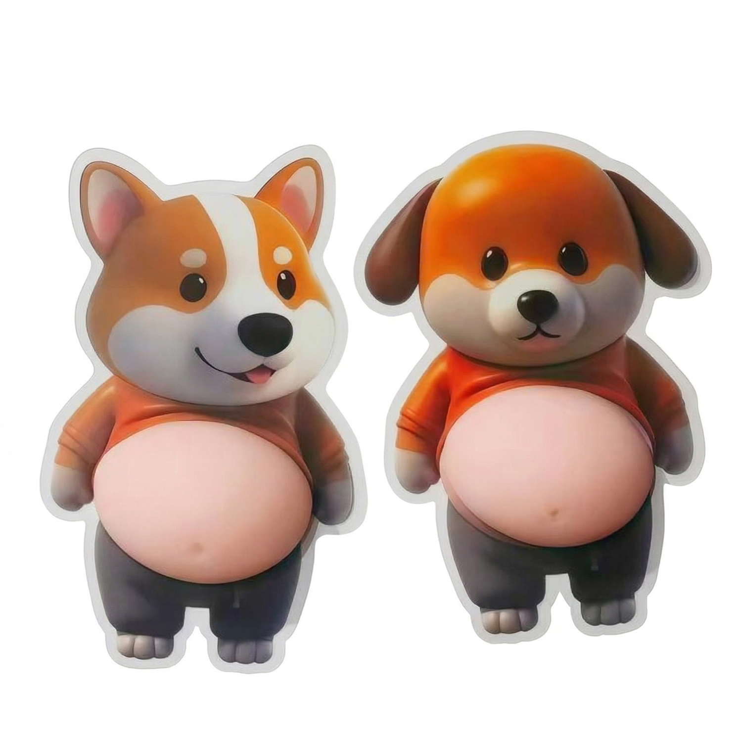 A Pair of Big-Belly Shiba Inu Door Stickers